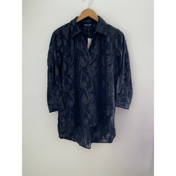 Boho Chic Navy Blouse NWT size medium 120‎ retail - Picture 1 of 5